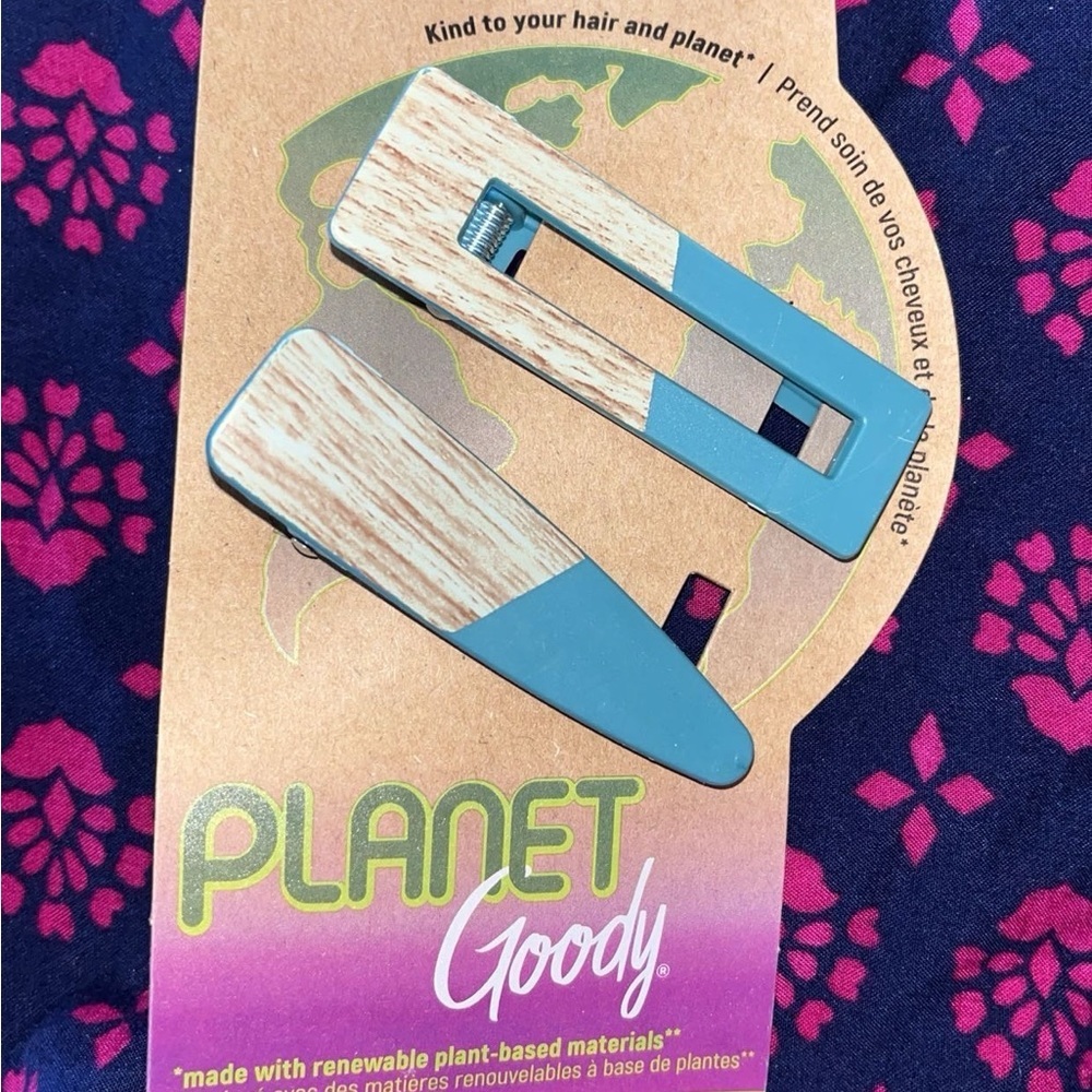 Goody Planet Hair Clips - Blue and Wood